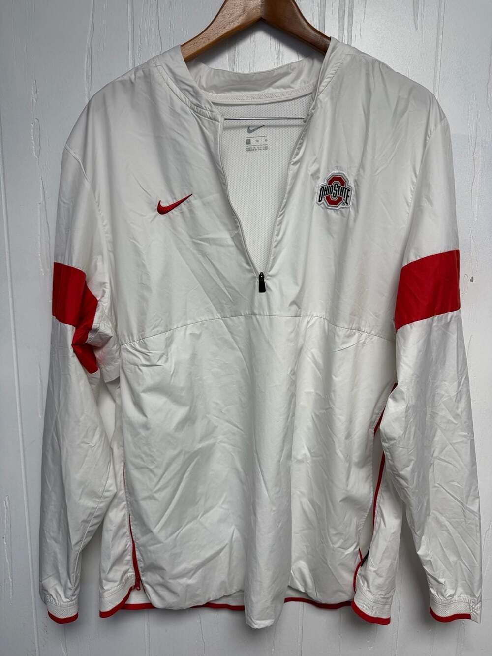 Nike Ohio State Buckeyes 1/4 Zip Pullover Windbreaker Jacket White XL